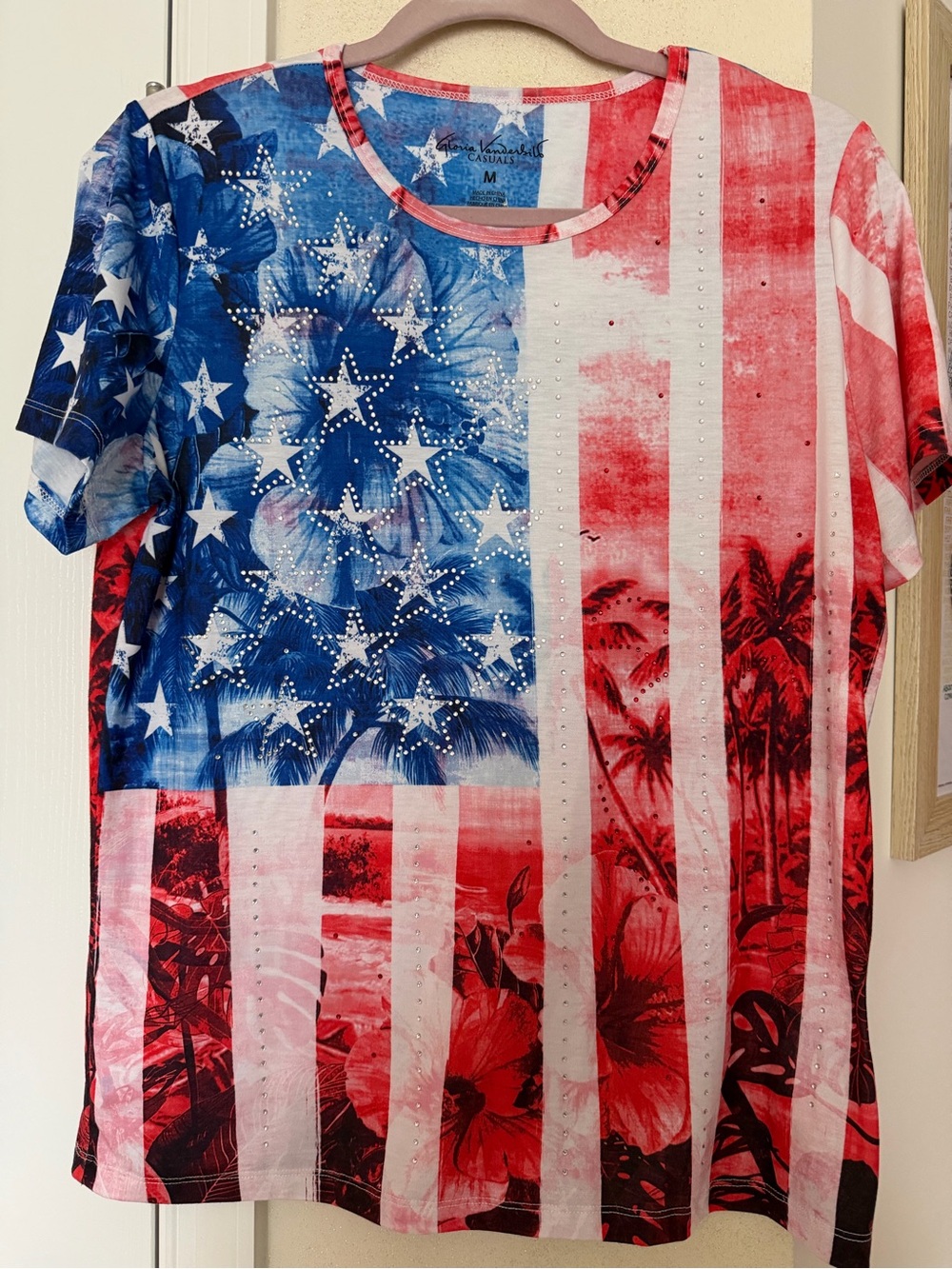 Gloria Vanderbilt Red, White & Blue Floral Flag Tee - Picture 2 of 4
